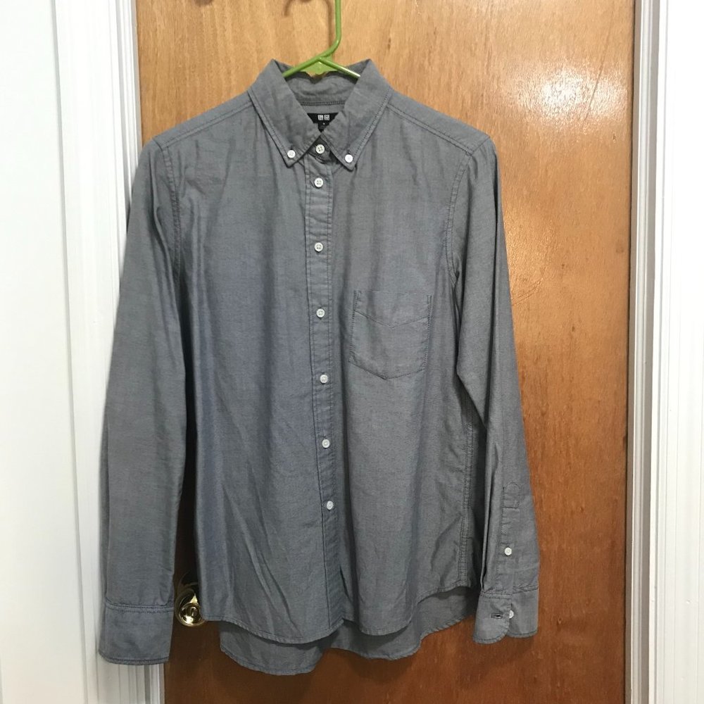 Grey oxford button up shirt